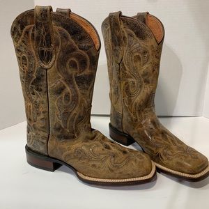 Dan Post Ladies 7 Boots Falcon Collection Double Stitch Broad Toe In EUC